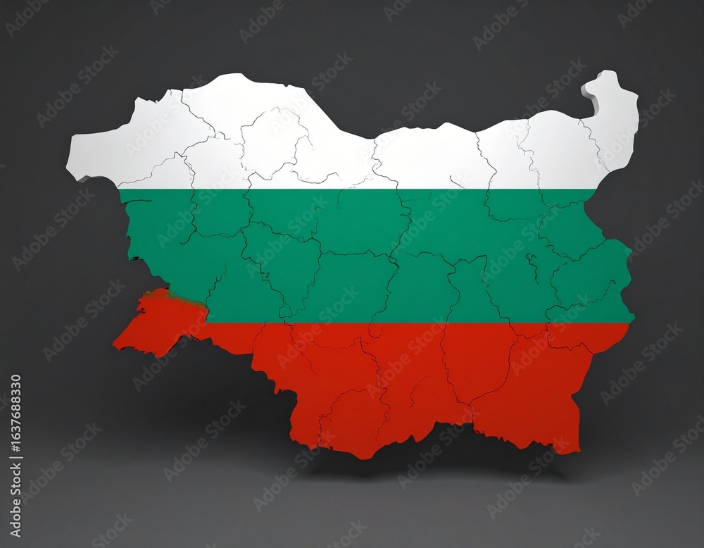 Fototapeta premium Bulgaria map shaped with Bulgaria flag design
