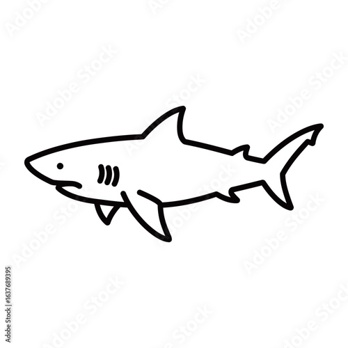 silhouette of a shark with a white background