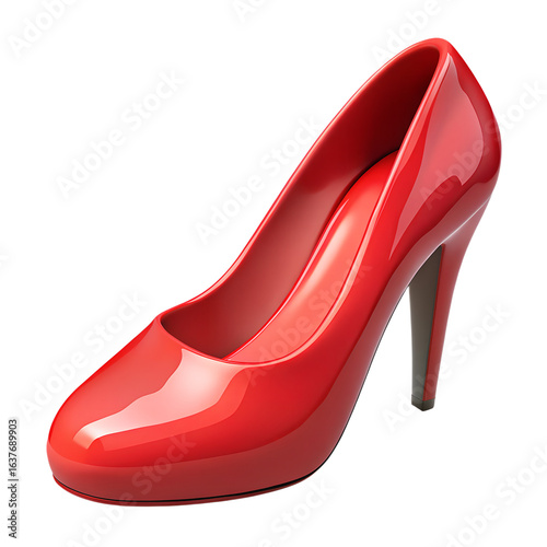 Glossy Red High-Heeled Shoe, 3D Render