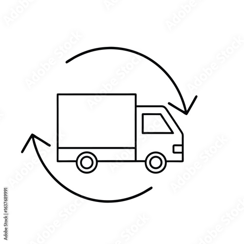 Reverse Delivery Truck Icon, Logistics Return Shipping Vector