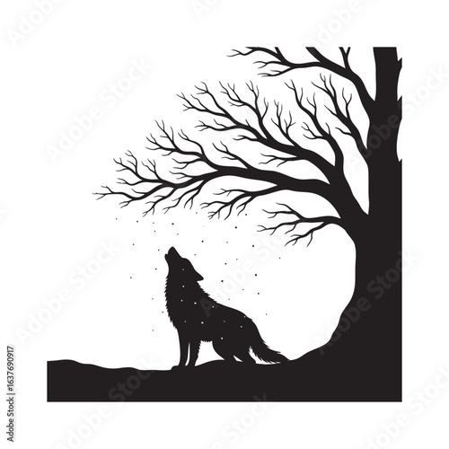 silhouette of a burking wolf 