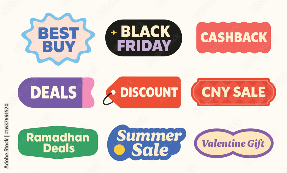 Obraz premium Promotional Offer and Discount Labels for Sales Events