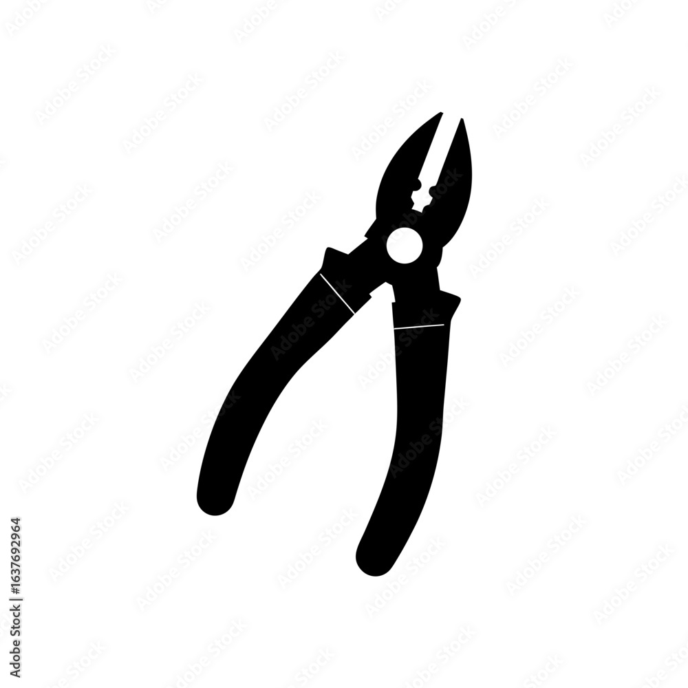 Silhouette of pliers on transparent background Silhouette of pliers on transparent background
