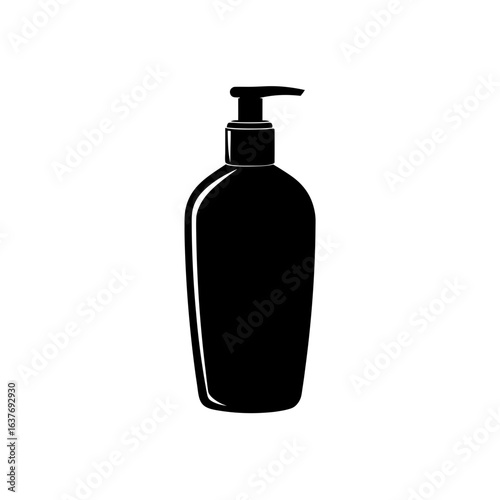 Lotion bottle black on transparent background silhouette