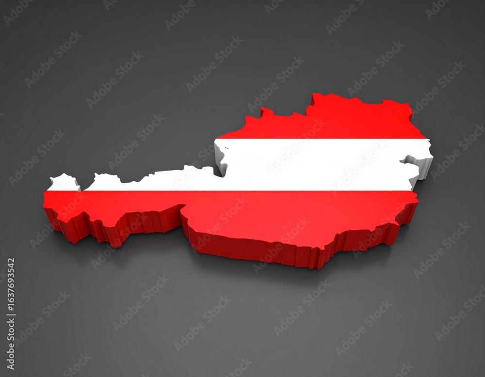 Fototapeta premium Austria map shaped with Austria flag design