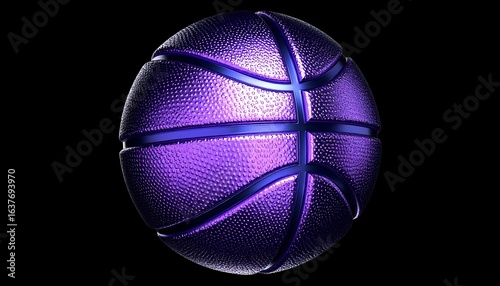 Purple basketball on black background