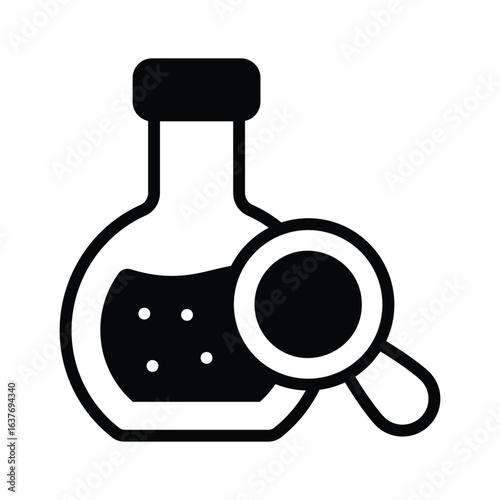 An glyph icon of active lab research magnifier