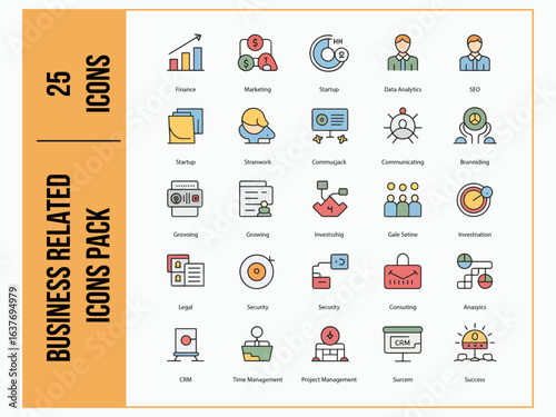 Financial Icon Pack Vector | Banking, Money, Currency, Investment, Business, Accounting, Tax, Budget,  Savings, Loan, Stock Exchange, Payment, Flat Finance Icons for Apps, Web & Infographic