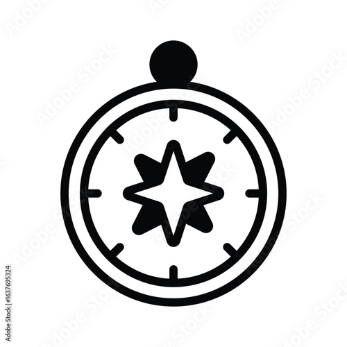 A modern glyph style icon showing orientation tool