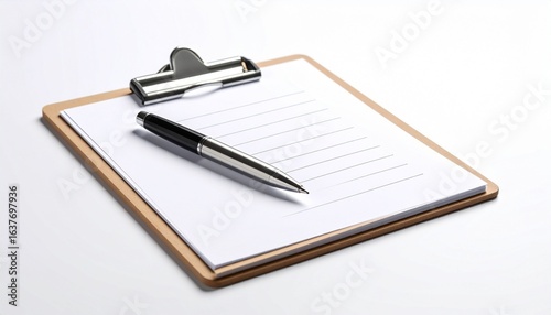 Wallpaper Mural Clipboard with Blank Lined Paper and a Professional Pen on a White Surface Torontodigital.ca