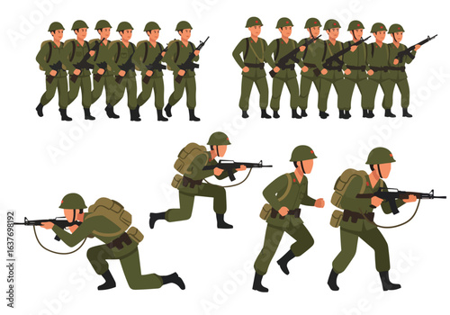Elite Soldiers Display Military Formation and Combat Readiness
