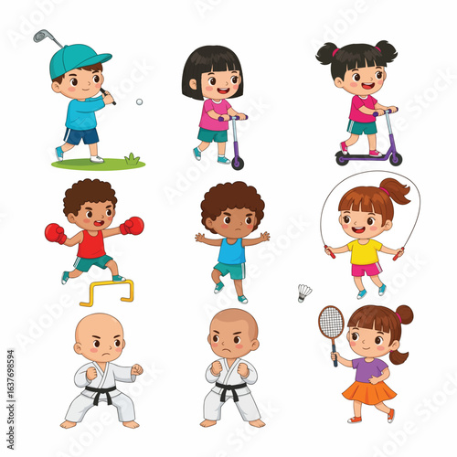 Children Enjoying Various Sports and Activities Together
