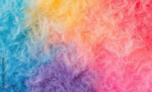 Colorful cotton candy background with vibrant shades of blue, yellow, pink, and purple.