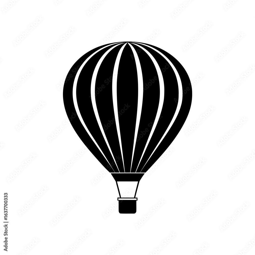 Fototapeta premium Balloon black and white on transparent background silhouette