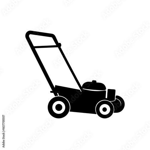 Lawnmower black icon on transparent background silhouette