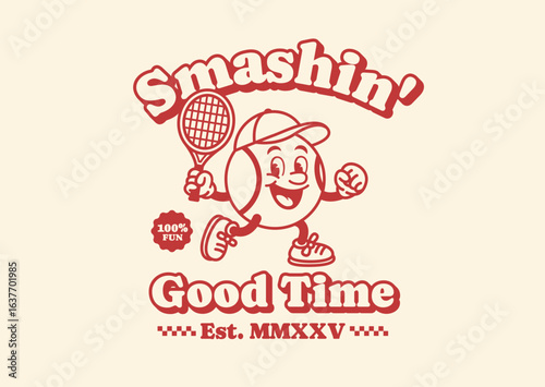 Tennis Illustration Retro Logo