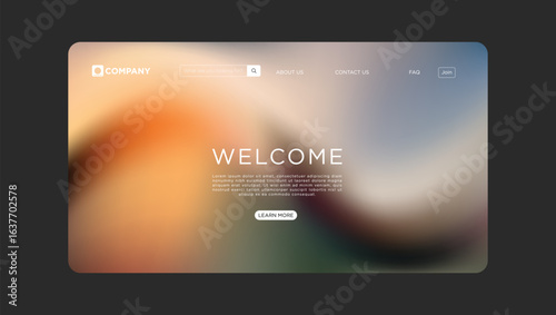 Modern blurred website landing page design welcomes visitors to engaging content and intuitive navigation