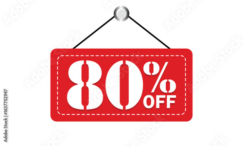 80% Off Sale Sign – Bold Red Discount Tag for Retail Promotions