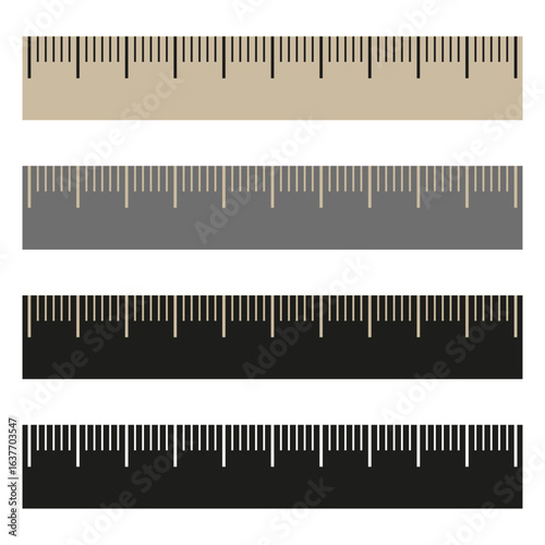 Ruler tool set. Measuring scale instrument. Education object Vector. Engineering equipment illustration