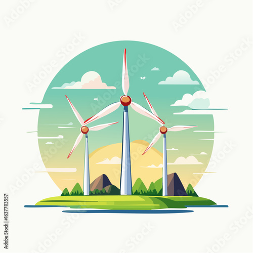 Wind turbine icon for clean energy and environmental care