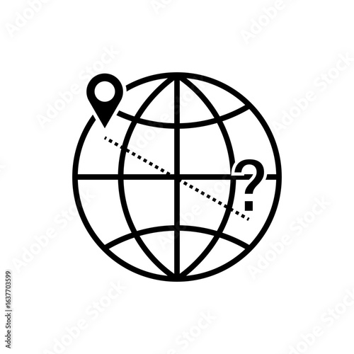 Earth question mark. Global search symbol. World problem icon. Vector communication graphic.