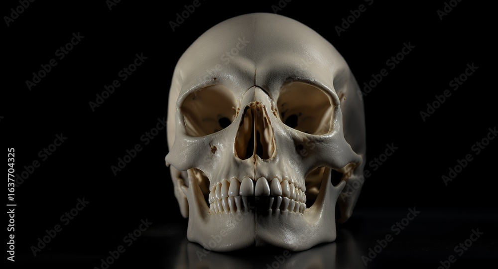 Fototapeta premium Realistic Human Skull Model Anatomically Accurate Replica for Study Display