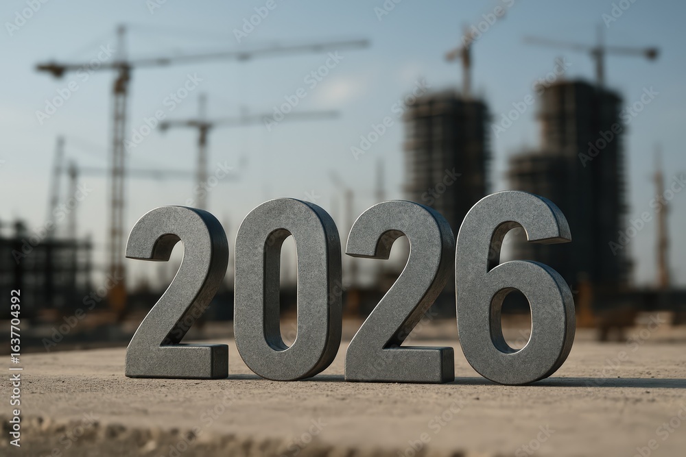 custom made wallpaper toronto digitalConstruction Site With 2026 Year Concept