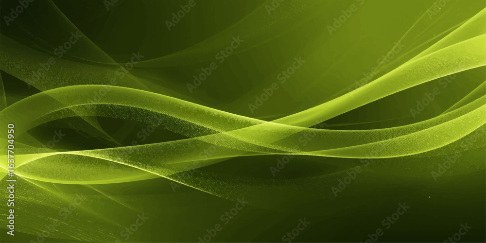 Obraz premium Abstract green waves flowing smooth vector background design with natural energy and curved lines pattern