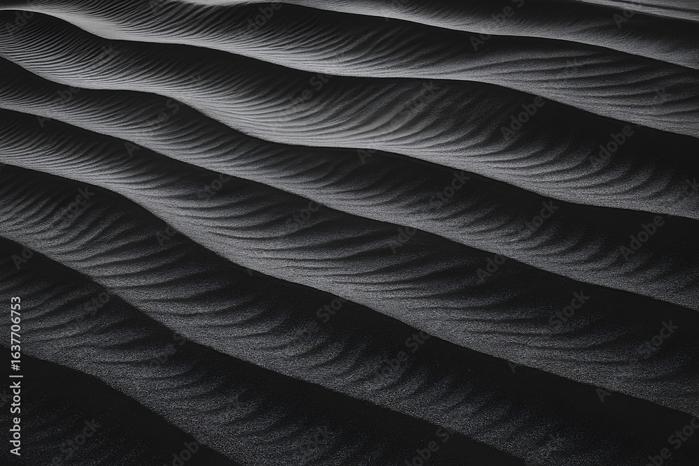 Fototapeta premium Minimalist Black and White Photograph of Monochrome Sand Dune Ridges