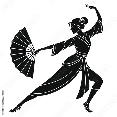 Black Silhouette of Asian Classic Dance Pose