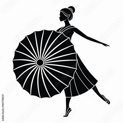 Traditional Asian Dancer Silhouette