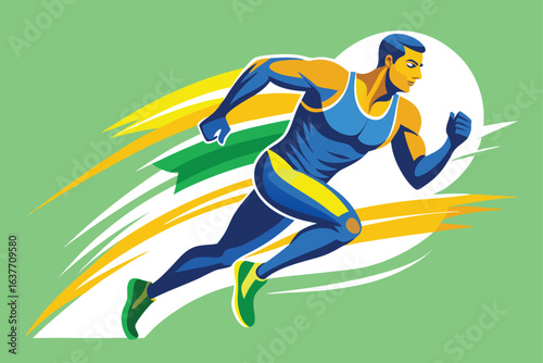Dynamic Athlete Sprinting with Speed and Power Artistic Rendition of a Runner in Motion Embodying Athleticism and Energy