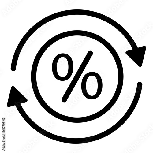 line round rate exchange icon, simple financial spin flat design vector pictogram, infographic vector for app logo web website button ui ux interface elements isolated on white background