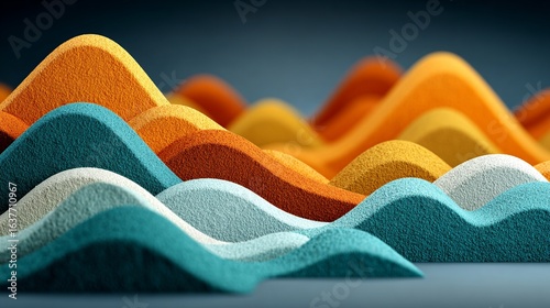 Colorful Abstract Sand Waves Creating Textured Landscape in Vibrant Earthy Tones