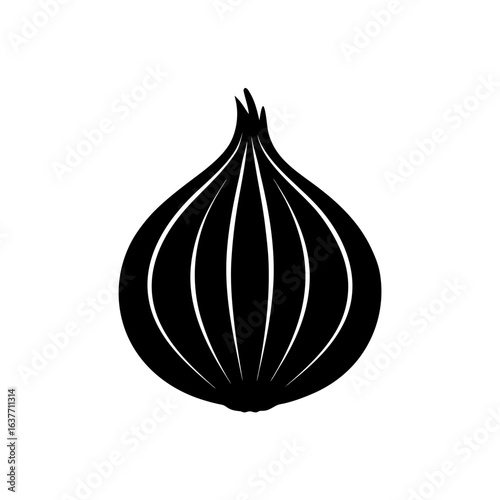 Simple onion drawing on transparent background silhouette