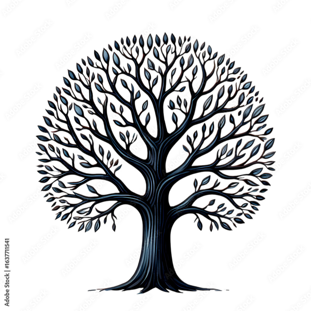 Naklejka premium Circular Tree of Life: Elegant Ink Illustration