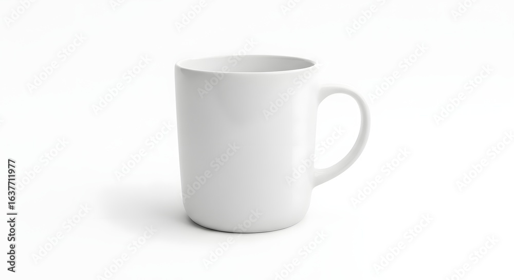 Fototapeta premium Clean White Ceramic Mug on Pure Background, Ready for Your Brand or Morning Brew. Ideal for Coffee, Tea, or Minimalist Product Presentation.