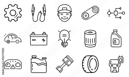 Car repair tools and equipment icons concept of icon  