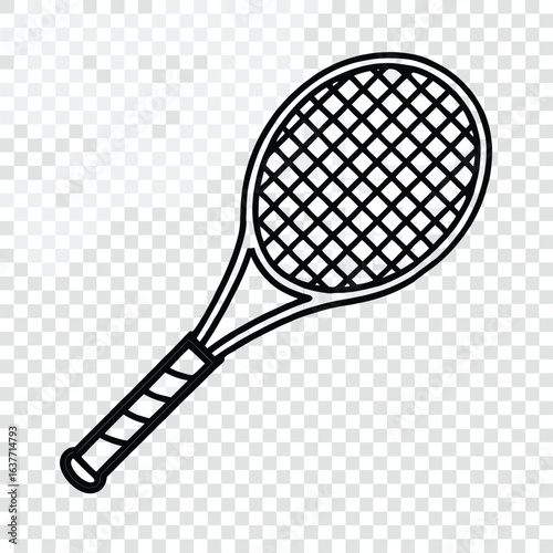 Monochrome Tennis Racket Illustration Sport Equipment for Recreational Activities and Competitive Play Gentle Design with Black and White