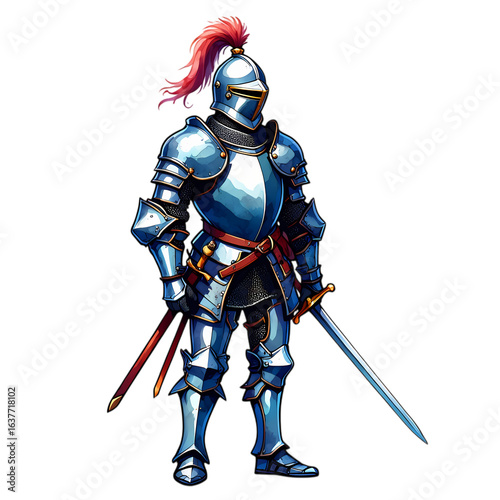 Medieval Knight in Full Plate Armor A Powerful Illustration of Chivalry and Warfare