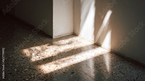 Sunlight Beams on Speckled Floor Interior Minimalist Design