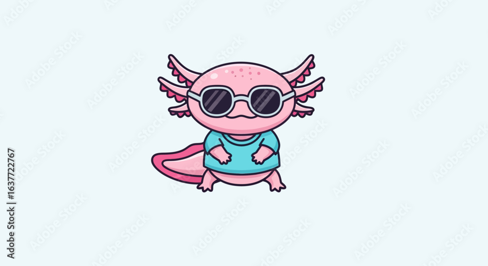 Fototapeta premium Cool Axolotl with Sunglasses Cartoon Character Vector