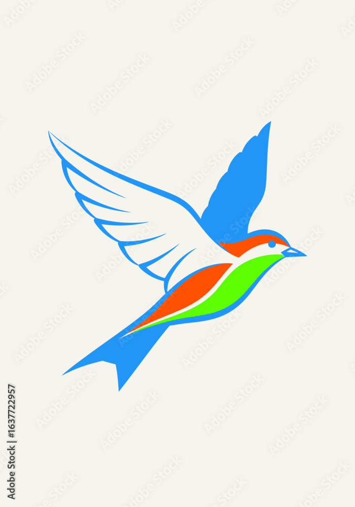 Fototapeta premium Colorful Stylized Bird in Flight with Clean Vector Design