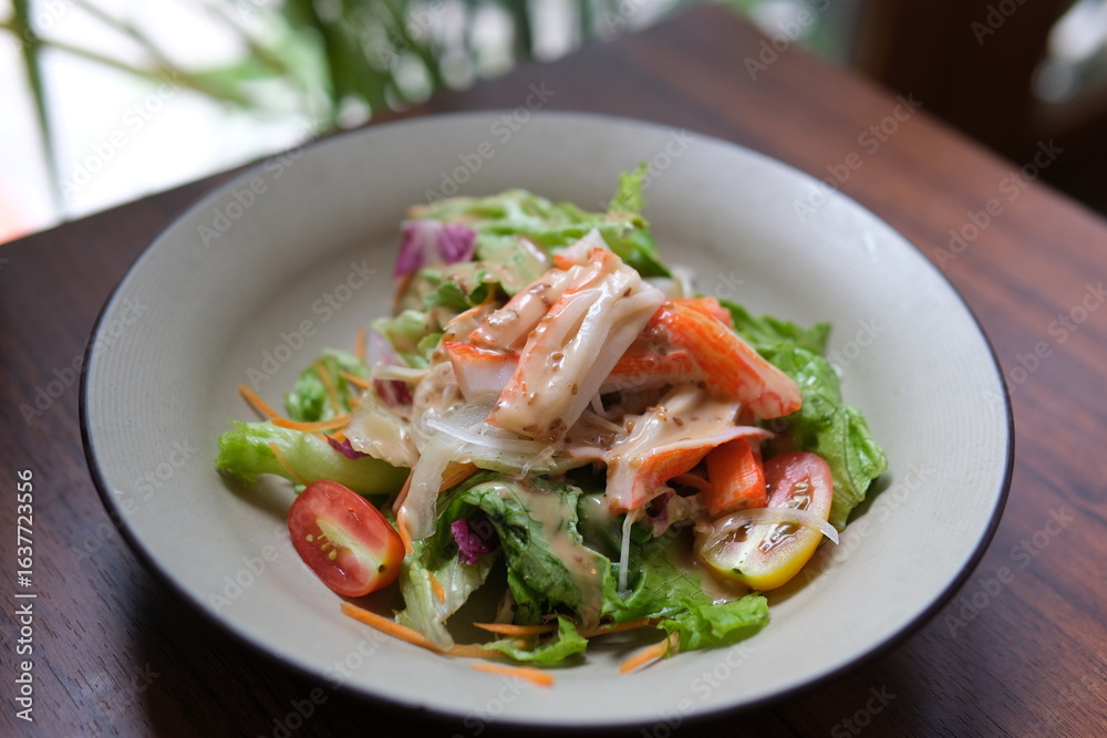 large shrimps seafood salad with vegetables, green peas, rice and fresh salad. Healthy food, poke bowl salad. Stock footage video 4k large shrimps seafood salad with vegetables, green peas, rice and fresh salad. Healthy food, poke bowl salad. Stock footage video 4k