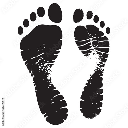 realistic foot prints vector on white background