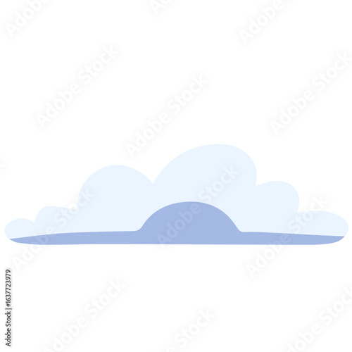 Flat vector minimal blue cloud with smooth rounded edges, ideal for weather icons, sky backgrounds, and outdoor atmosphere designs.