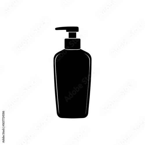 Black soap dispenser on transparent background silhouette