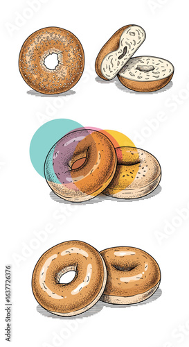 Deliciously crafted bagels featuring a variety of toppings and cream cheese spreads for a satisfying breakfast experience