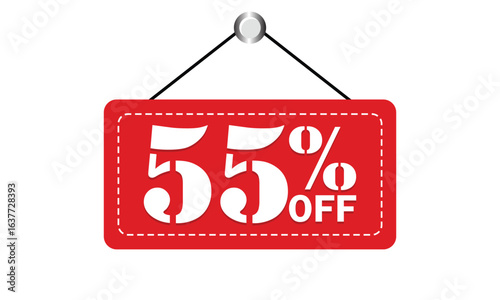 55% Off Discount Sign – Red Hanging Sale Tag