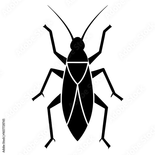 Black katydid silhouette insect icon